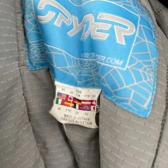 Spyder Womans sky hooded jacket kids boys girls size 20 white and blue - Picture 15 of 16